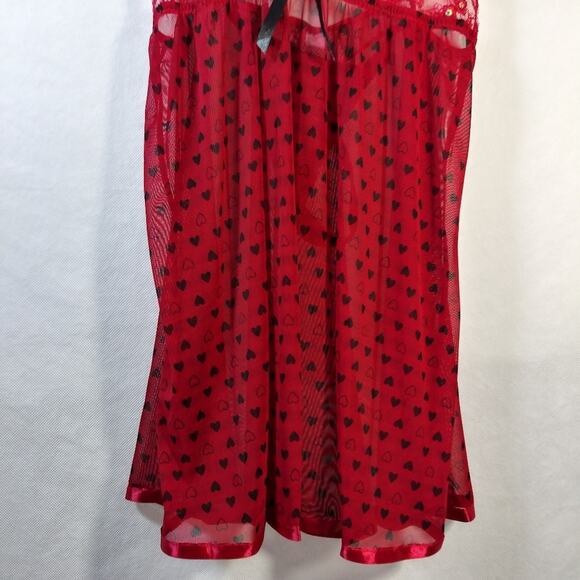 Spree Intimates Red Lace Heart Wireless Babydoll & Thong Set Size S - Picture 5 of 11